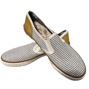 Tommy Bahama Women's 7.5 Sailor Striped Canvas Slip-On Shoes Navy/White